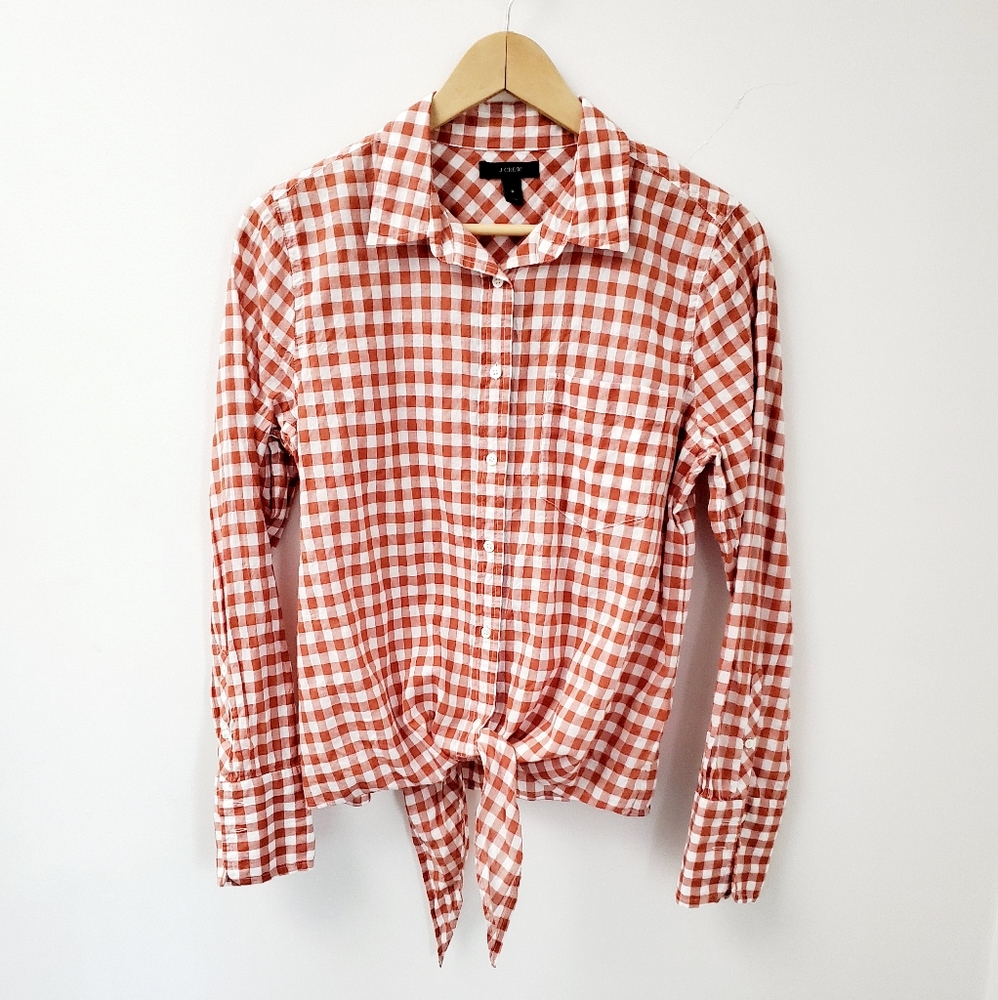 J.Crew gingham tie-front shirt size 8